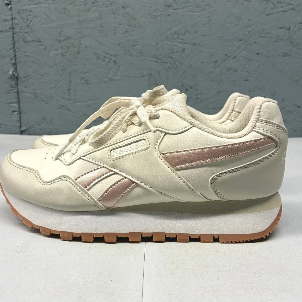 Reebok Classic Platform Sneakers Womens 7.5 Cream Rose Gold Gum Sole Athleisure